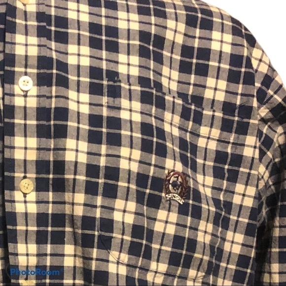 CINCH Blue And White Plaid Button Down Shirt - Picture 2 of 7